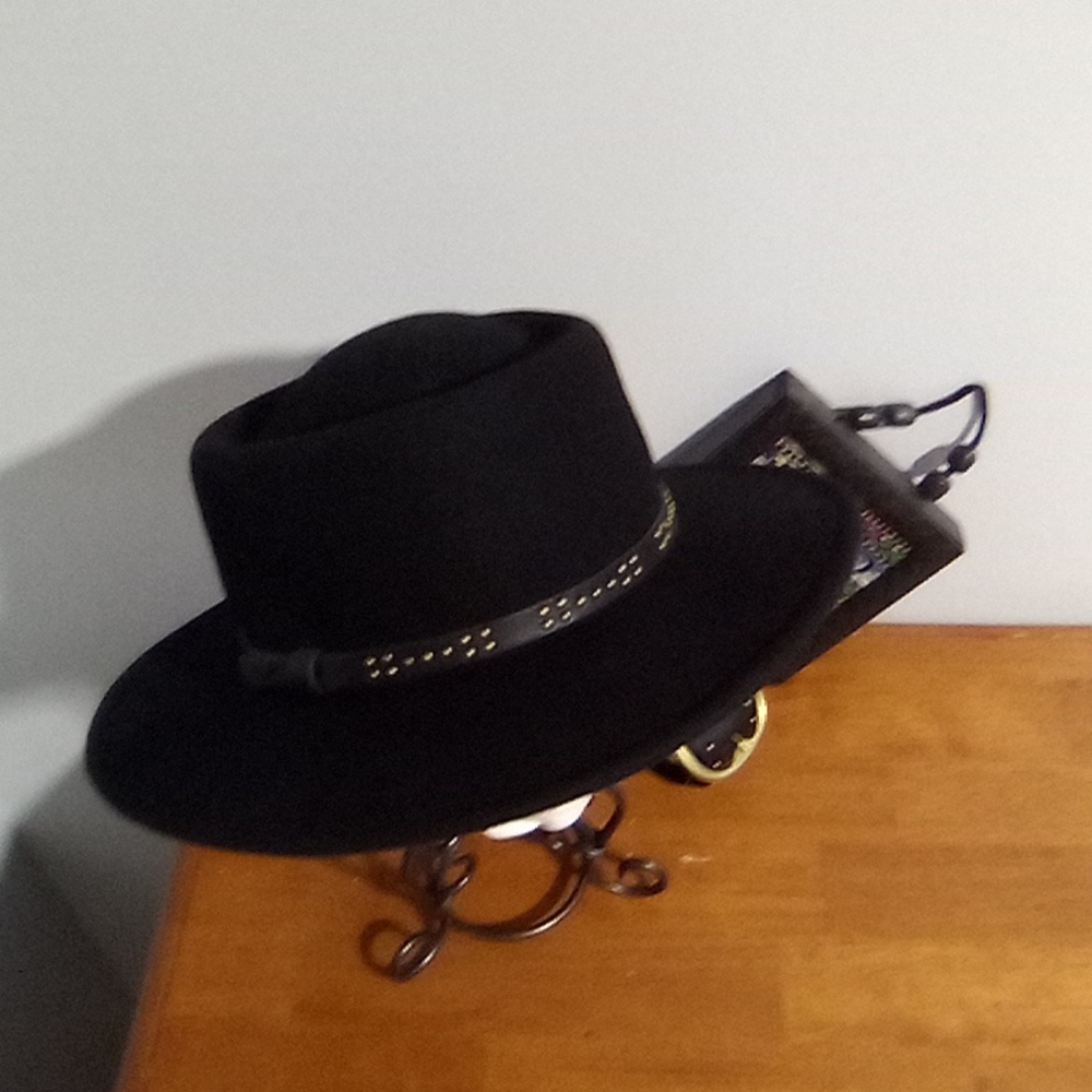 Wide Brim Wool Fedora With Metal Button Band Accent - Picture 6 of 16